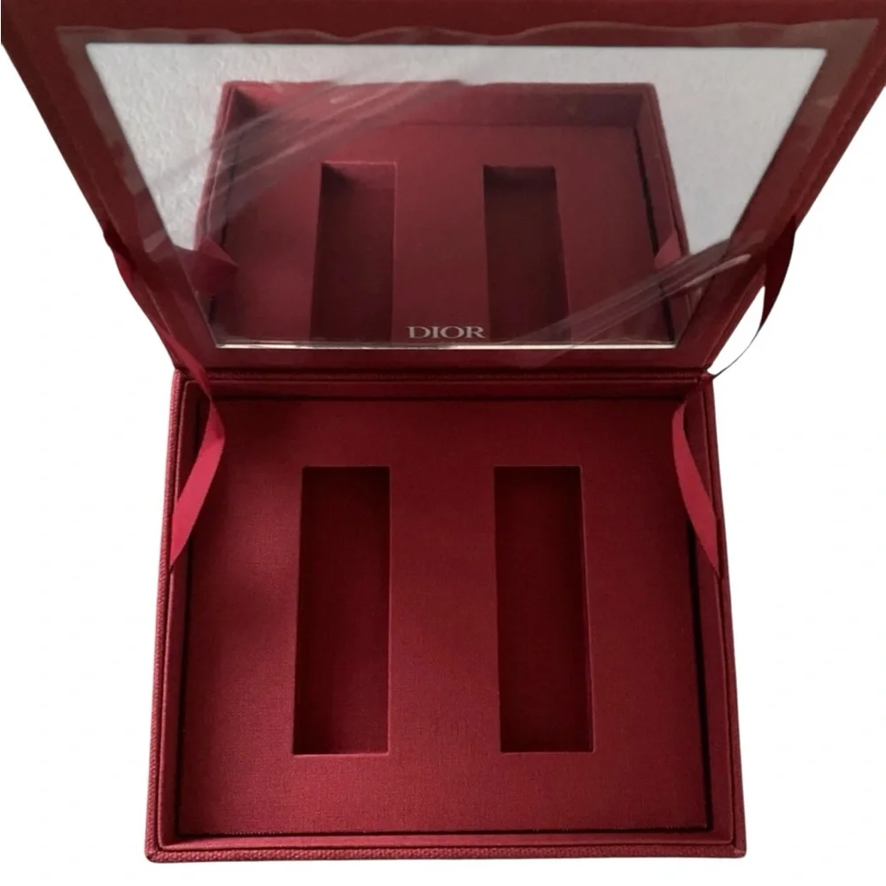 New in Box Christian Dior Red GWP Textured Jewelry Box/Removable lipstick Insert